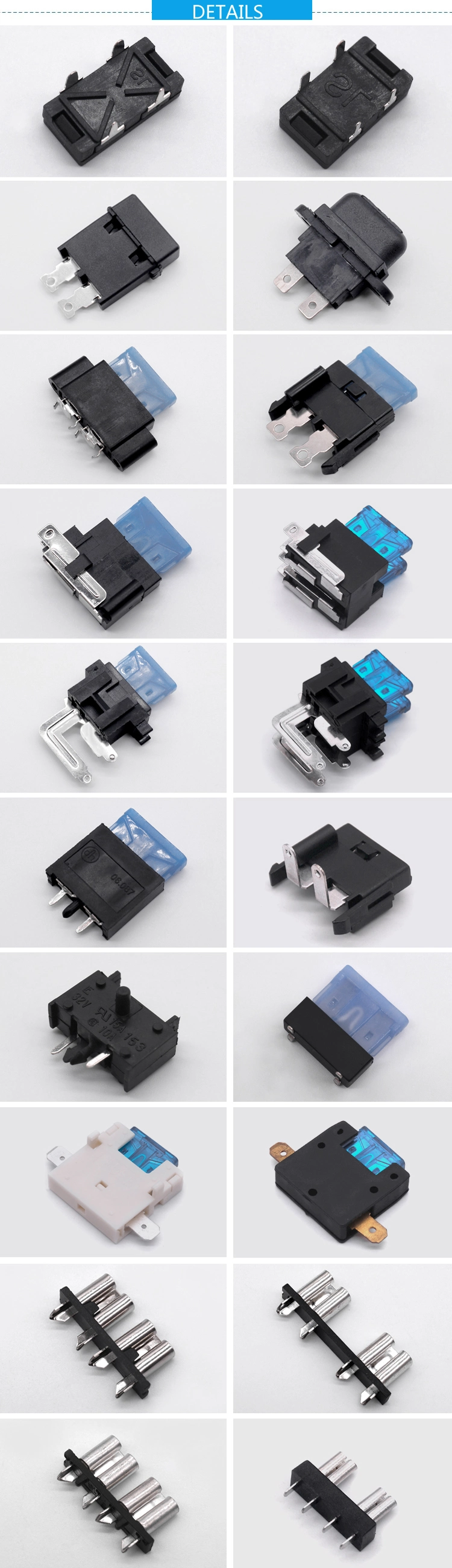 Black Plastic Housing PCB Blade Fuse Holder with Cap