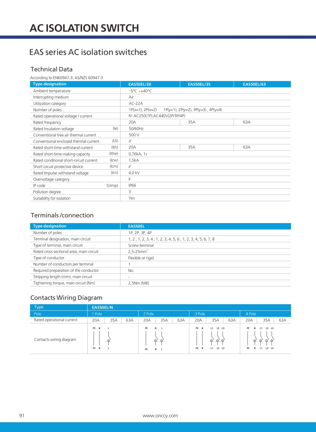 EAS50 Series of Protected Isolating Switch Isolator Switch IP66 32A